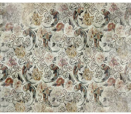 murando Fototapete Premium-Vlies Asien Japan 250x175cm Foto Tapete Schlafzimmer Wohnzimmer Vliestapete XXL Motivtapeten Bildtapete 3d Effekt Wand Dekoration Fisch Koi Karpfen Botanik wie gemalt