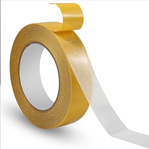 LUTER 1 roll Double Sided Adhesive Tape, 0.98inch x 66ft Super Sticky Clear Tape Fiberglass Mesh Tape Strong Wall Adhesive Tape Fabric Tape Double Sided for Home Office, No Residue