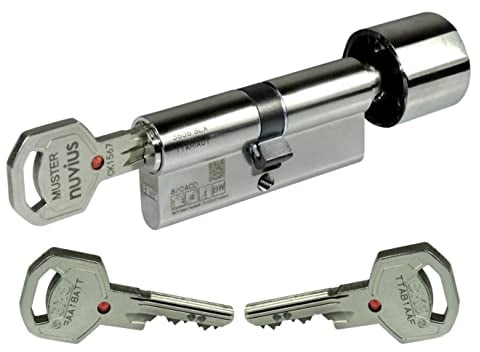 BKS Sicherheits Türzylinder Profilzylinder Nuvius SLX Serie 36 mit Sicherungskarte (Knaufzylinder A=35, B(Knauf)=27)