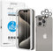 OMOTON für iPhone 15 Pro Panzer Schutz Glas mit Rahmen-Installationshilfe, kompatibel mit iPhone 15 Pro Kamera Schutzfolie, Anti- Kratzer, Bläschenfrei, 2+2 Stück