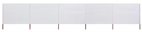 Annlera 5-teiliges Windschutzgewebe 600x120 cm Sandweiß Senkrechtmarkise Außen Paravent Outdoor Wetterfest Trennwand Garten Balkon Sichtschutz für Garten Terrasse Windschutz Und Privatsphäre Schutz