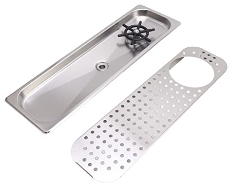 Lavadora de Taza de Enjuague de Vidrio, Enjuague de Jarra Lavado a Alta Presión Acero Inoxidable 304 Integrado con Bandeja de Goteo para Cafetería (Acero Inoxidable Color B)