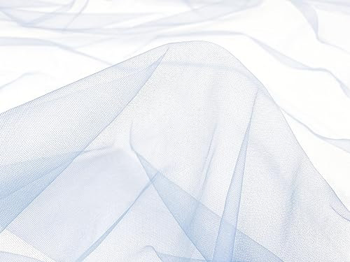 Tüll Stoff Meterware - 160 cm Breite - quer-elastischer, weicher Tüllstoff - Uni Deko Stoff (Hellblau)