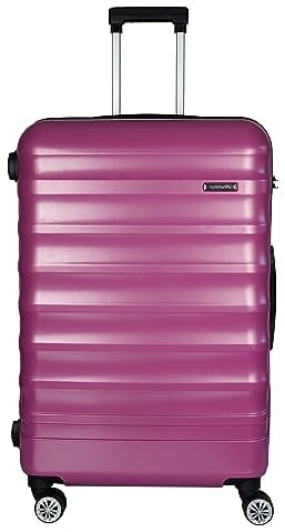 Optimumx Extern Mittelgroßer Koffer,Zahlenschloss,75 L Reisekoffer,Hartschalenkoffer,4 gummierte Doppelrollen,ABS Rollkoffer,Größe L Violett