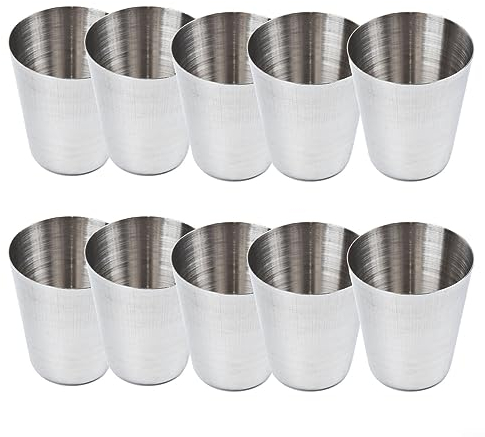 Gobelet Inox, Lot de 10 gobelets réutilisables en acier inoxydable, 30/180/320 ml, pour le camping, la randonnée, les activités en plein air, l'intérieur - 180 ml