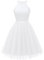 Dressystar Damen Elegant Tüllkleid Paillette Cocktailkleid Party Kleid Knielang Hochzeitsgast Ballkleid Weiß XXL
