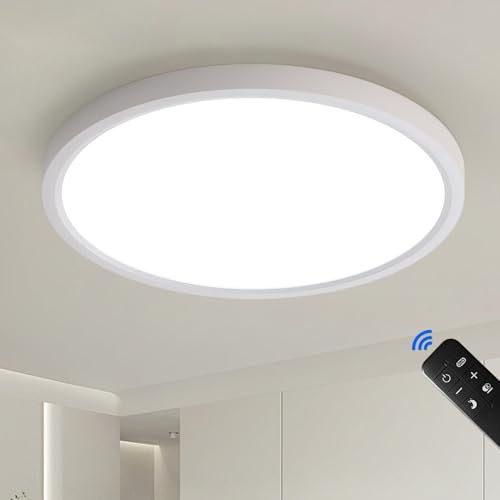 JDONG LED Deckenleuchte 60CM Deckenlampe Dimmbar mit Fernbedienung Bürolampe Moderne Rund IP44 lamp Ultra Dünn 2.5CM Ideal für Wohnzimmer Schlafzimmer Flur Küche Balkon Esszimmer