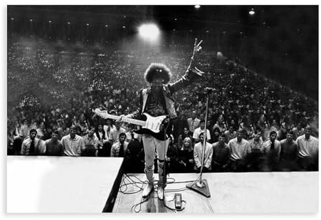 OWNPET Jimi Hendrix Konzert Schwarz und Weiß Kunst Leinwand Poster Wandkunst Dekor Druck Bild Gemälde für Wohnzimmer Schlafzimmer Dekoration ungerahmt 30 x 45 cm