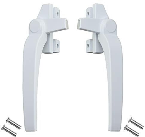 1 Paar Aluminiumlegierung Verriegelbarer Fenstergriff, Ersatz Hand Fenstergriffe mit Schlössern für Doppelverglasung Schalter Fenstertür Sicherheit, Rechts+Links Weiß