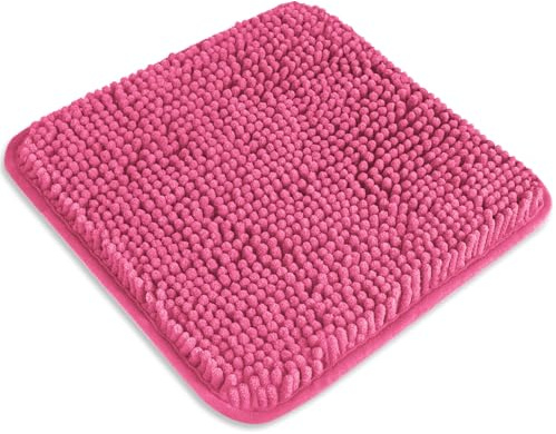 PureSwan Kleiner Badezimmerteppich, 30,5 x 30,5 cm, waschbare und saugfähige Mini-Badematte, rutschfest, dick, weicher Chenille-Badteppich, für Badezimmer, Dusche, Spind-Teppich (Hot Pink)