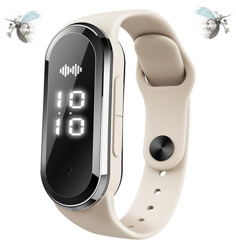 Bracelet anti-moustiques ultrasons Répulsif Ultrason contre Moustique Bandes Anti Moustique Montre Intelligent non toxiques Charge USB étanche pour enfants adultes (Blanc)