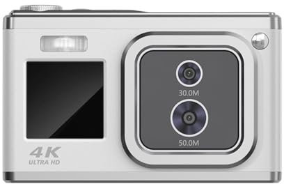 Trisoye Auto Focus Digital Camera 2.88 Inch 4K 50MP Optical Zoom Video Camera Photography Camera Gifts for Students-White Easy Install