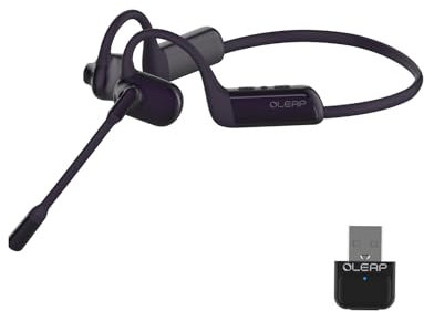 oleap Pilot P200b Pro Open Ear Wireless Headset with Noise Cancelling Microphone,50dB AI ENC Bluetooth Headphones with Mic for Work Calls Meetings Office,USB-A Dongle for Laptop PC
