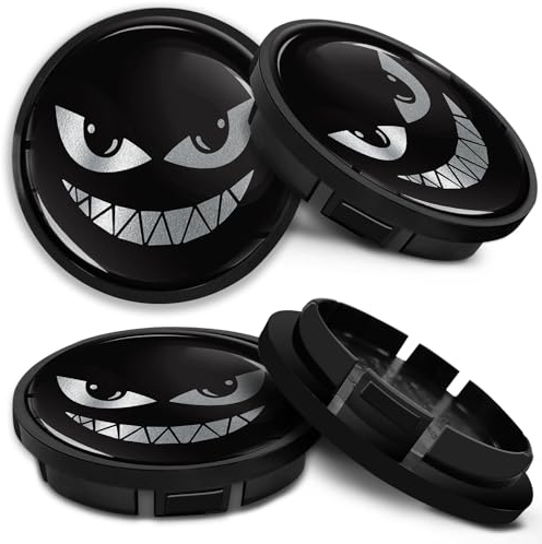 SkinoEu Kompatibel für Nabendeckel VW 66mm 5G0601171XQI Radnabenabdeckung für Alufelgen Felgendeckel Nabenkappe Radkappen Schwarz Silber CR 63