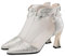 shownicer Stivaletti Donna Sandali Stivali A Punta con Tacco Alto Estivi Eleganti Casual Stivaletti con Strass con Zip A Argento 35
