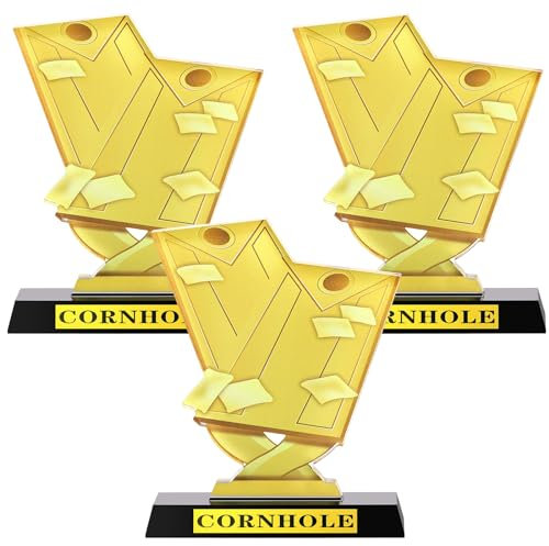 Sieral 3 Stück 5,5 Zoll Cornhole Trophy Cornhole Turnier Award Cornhole Winner Award Preis Geschenk für Turniere Schule Match Sport Wettkampf Teams