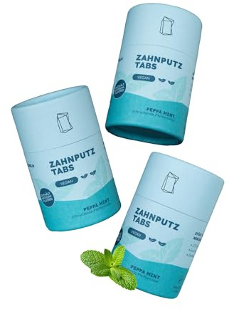 Duschbrocken Feste Zahnpasta Nachfüllset Klein - Zahnputztabletten Peppa Mint - Natürliche Zahnpflege mit Fluorid - Vegan & Plastikfrei - 3x 125 Stück