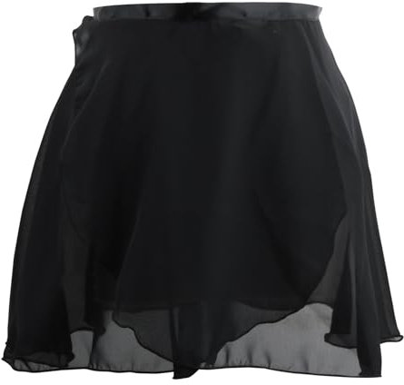 Jupes de Danse de Ballet Classique Jupe de Ballet Danse Portefeuille en Mousseline de Soie avec Taille Ajustable Cravate pour Femmes (FR/ES, Alpha/Lettres, TG, Taille Normale, Taille Normale, Noir)