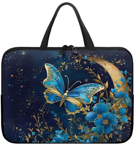 Belidome Floral Butterfly Laptop Sleeve Case with Handle for Girls Work Computer Bag for Women 17inch