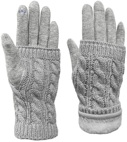 Stoff handschuhe Damen Winter, Thermo Handschuhe Damen Touchscreen, Handschuhe Mit Abnehmbaren Strick Stulpen, Thermohandschuhe Winter Damen, Warme Handschuhe FüR Skifahren Radfahren Arbeit, 24cm