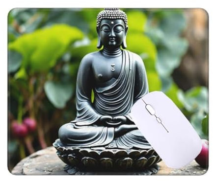 Tapis de Souris Gamer 90 x 60 cm Tapis de Souris Statue Zen Tapis Souris Gaming Accessoire, avec Bord Cousu et Base en Caoutchouc Antidérapante, Surface Spéciale Texturée Résistant à Usure T-900