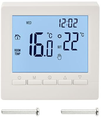 Programmierbarer Thermostat, Wochen Programmierbarer Digital Thermostat Raumthermostat LCD-Display NTC-Sensor, Gaskamin-Thermostat Niederspannung intelligenter Temperaturregler 5 A mit Kindersicherung