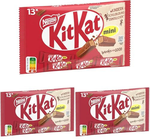 Nestlé KitKat Mini Schokoriegel, Knusper-Riegel mit Milchschokolade & knuspriger Waffel, 3er Pack (1 x 217g)
