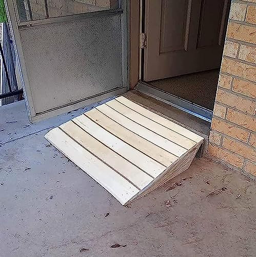 Tragbare Rollstuhlrampe aus Holz für Türen, 7,1 cm, 15,2 cm, rutschfeste Auffahrt-Rampe für Mobilität, Gehhilfe, Außeneingang, Bordsteinrampe (30 x 25,8 x 7 cm)