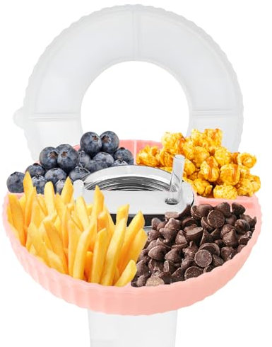 INSPUTOL Stanley Snack Tray, Stanley Cup Snack Tray For Stanley Cup Silicone Snack Bowl For Stanley Cup Accessories Snack Plate, Fits 40 Oz Quencher H2.0 Cup(pink-No Cups)