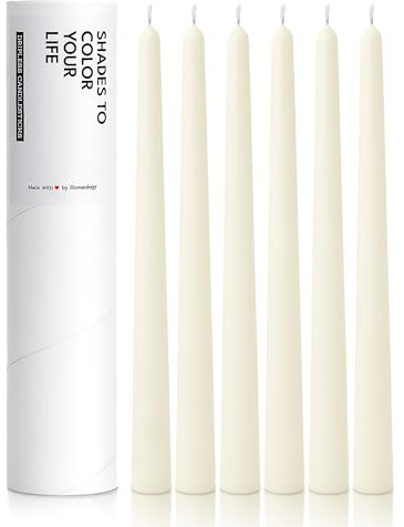 Homeology Creamy Ivory Taper Candles, 10, 6 Pack, 7 to 8 Hours Long Burning, Unscented Tall Candlesticks