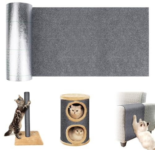 200*30cm Alfombra Rascador para Gatos, Rascador para Gatos Sofa, DIY Alfombra de Pared para Gato, Alfombra Autoadhesiva para Gato, Autoadhesivo para Gatos para Sofá, Pared, Cama Gris Oscuro Climbing