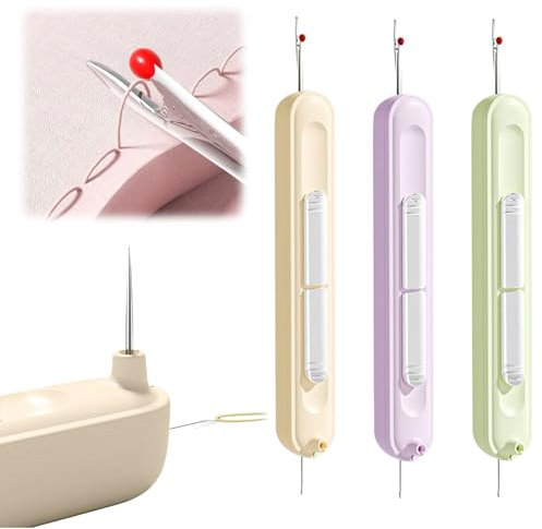 Jenshhch 2 in 1 Nadeleinfädler und Nahttrenner, 3 Stück Nadel Einfädelhilfe, Kunststoff Nähnadeln Einfädler, Handmaschine Nähen Einfädler Werkzeug, Einfädelhilfe für Nadelöhr Hand Nähen Werkzeug (A)