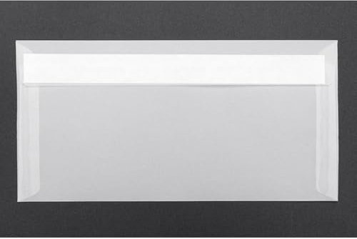Kuvertwelt Briefumschläge DIN Lang (220x110mm) - Haftklebend - Hochwertige Umschläge in verschiedenen Stückzahlen 25 Stück Briefumschläge DIN Lang haftklebend Transparent