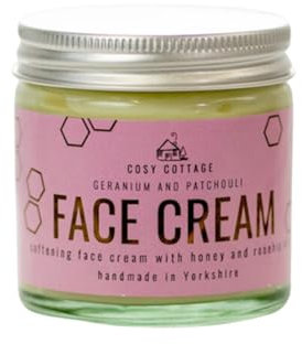 Cosy Cottage Honey and Rosehip Oil Natural Face Cream 60ml | Geranium and Patchouli Essential Oils | Deeply Nourishing and Hydrating Moisturizer | 100% Natural | Palm Oil Free | Vegan Friendly