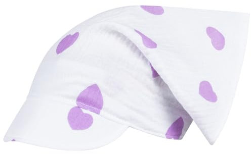 Kopftuch Mütze Schirmmütze Mädchen Sommer Baumwolle Musselin, Bekleidungsgröße: 50-52, Farbe: Weiß-Lila
