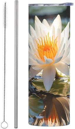 POEZJZW Tazza da caffè in acciaio inox con fiore nazionale della Thailandia, tazza da viaggio da 20 once per bevande ghiacciate e bevande calde frullati