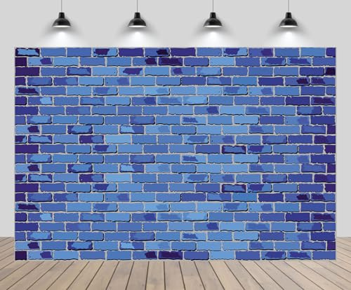 CHNBGPRO 2.1m x 1.5m Blue Brick Photography Backdrop Brick Wall Birthday Party Decor Photo Background Baby Shower Birthday Party Wedding Graduation Home Decoration Photo Booth Background