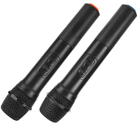 Denash E7 Universal Wireless Handheld Microphone with Receiver Antenna, Stable Signal for KTV -Karaoke Business Meetings, Plug & Play for Dual Channel Recipient, 2 Microphones for Events