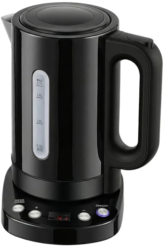 HOMCOM Variable Temperature Kettle 1.7L Temperature Control 3kW, Black | Fast Boil Water Kettle, Keep Warm Function, LCD Base, Removable Limescale Filter, 360° Swivel