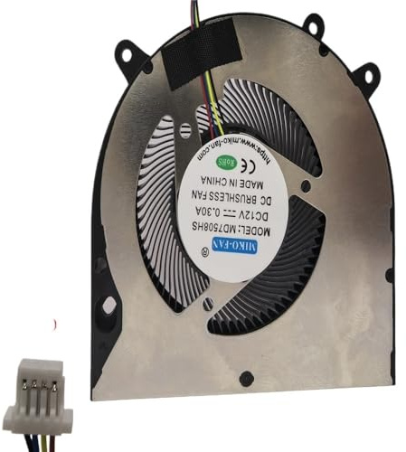 ZHALUOZ Ventilateur de Refroidissement pour Max Book D16 BF07507H05FP pour One-Netbook OnexPlayer 2 Pro DC 5V 0,5A MD7508HS(DC 12V-SH1.0)