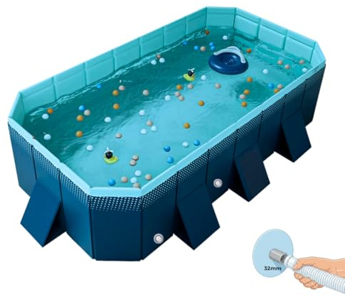 INDUSTEX - Piscina Plegable Foldable Pool, Piscina para niños, Piscina para Perros portátil, Piscina Desmontable, bañera, Piscina Juguete, Adecuada para niños, Mascotas Medianas ((Apta Bomba) 253x133)