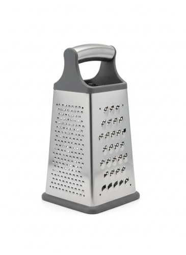 BRA Signature | Rallador Piramidal 4 Caras de acero inoxidable | Rallador de Cocina con Base Antideslizante, Asas Ergonómicas y Hojas Etching para Queso, Verduras, Cítricos y Chocolate