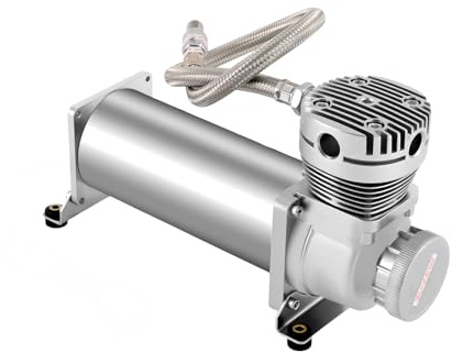 Compresseur d'air 12 V 200 PSI pour suspension d'air et pneus, compresseur portable haute performance avec 50 l/min, tuyau en acier inoxydable 1/4, valve de filtre et fusible, compresseur d'air
