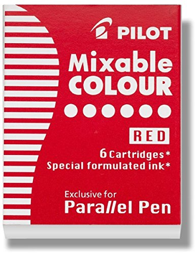 PILOT Parallel Mixable Color Ink Refills for Calligraphy Pens, Red, 6-Pack (77307)