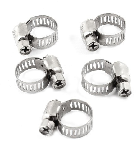 sourcing map 5 Stk Edelstahl 8 mm breit verstellbar 8-14mm Schlauchschelle