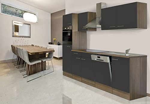 respekta Küche Küchenzeile Küchenblock Einbauküche Eiche York Grau Oliver 280 cm