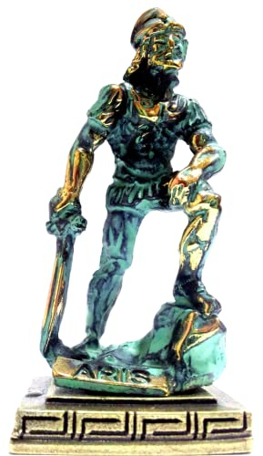 Schlüsselanhänger, Miniaturstatue of Ares, antikes Griechenland, Zamakguss, oxidiert, Grün/ Goldfarben