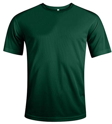 MKR Quick Drying Breathable Cooling Short Sleeve Sports T-Shirt with UPF40+ Sun UV Protection (Dark Green, XXL)