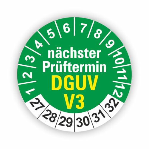 Fassbender-Druck PRÜFPLAKETTEN - Hochwertige Prüfetiketten DGUV V3 Prüfung Ø 30mm - Selbstklebende PVC-Folie - Wartungsetiketten für Prüfung - Prüfplakette für Prüfungsnachweis (30 Stück)