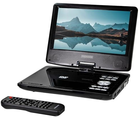 Magnavox Lecteur DVD/CD portable avec fente pour carte USB/SD, télécommande et adaptateur de voiture, batterie rechargeable de 22,9 cm